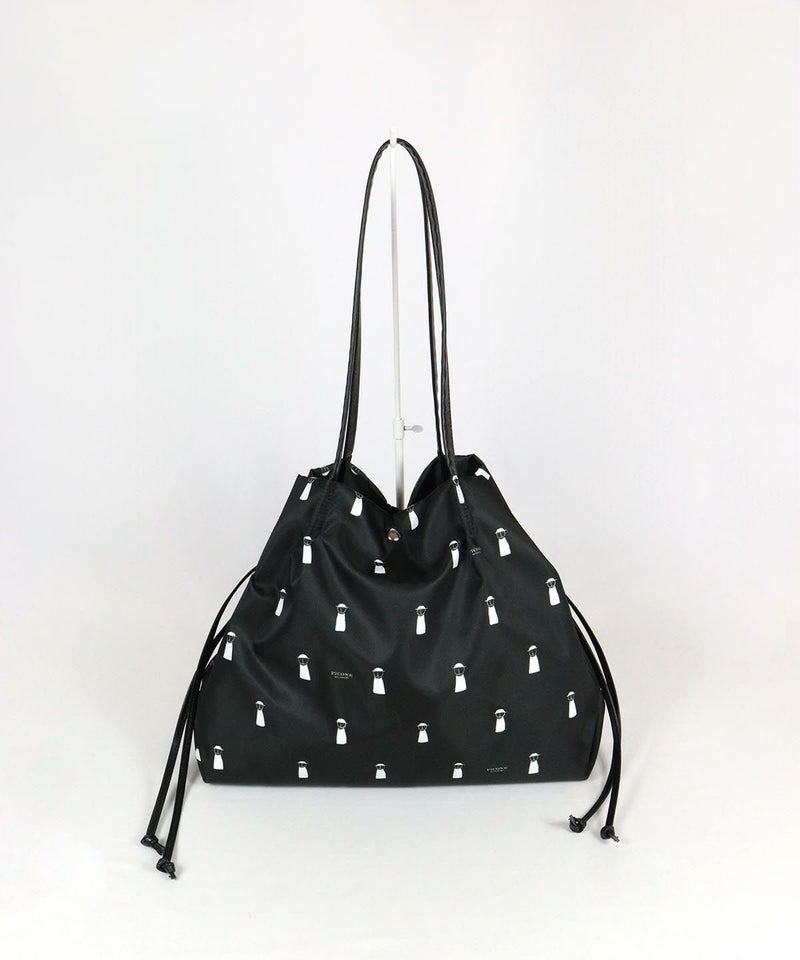 ピコ柄巾着バッグ（ブラック）