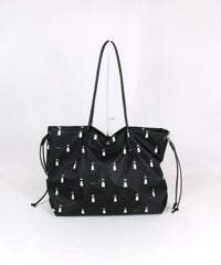 ピコ柄巾着バッグ長方形型（ブラック）