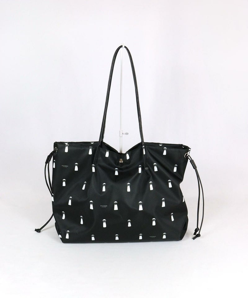 ピコ柄巾着バッグ長方形型（ブラック）