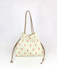 ピコ柄巾着バッグ（アイボリー）