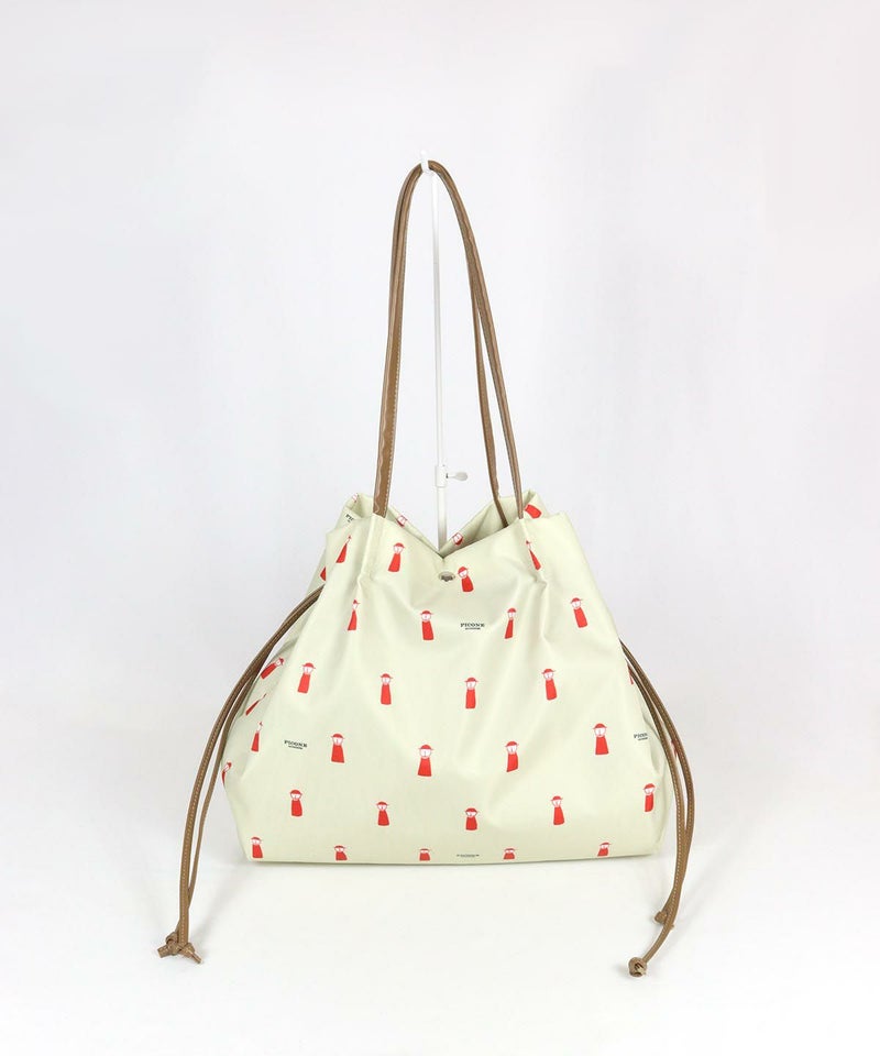 ピコ柄巾着バッグ（アイボリー）