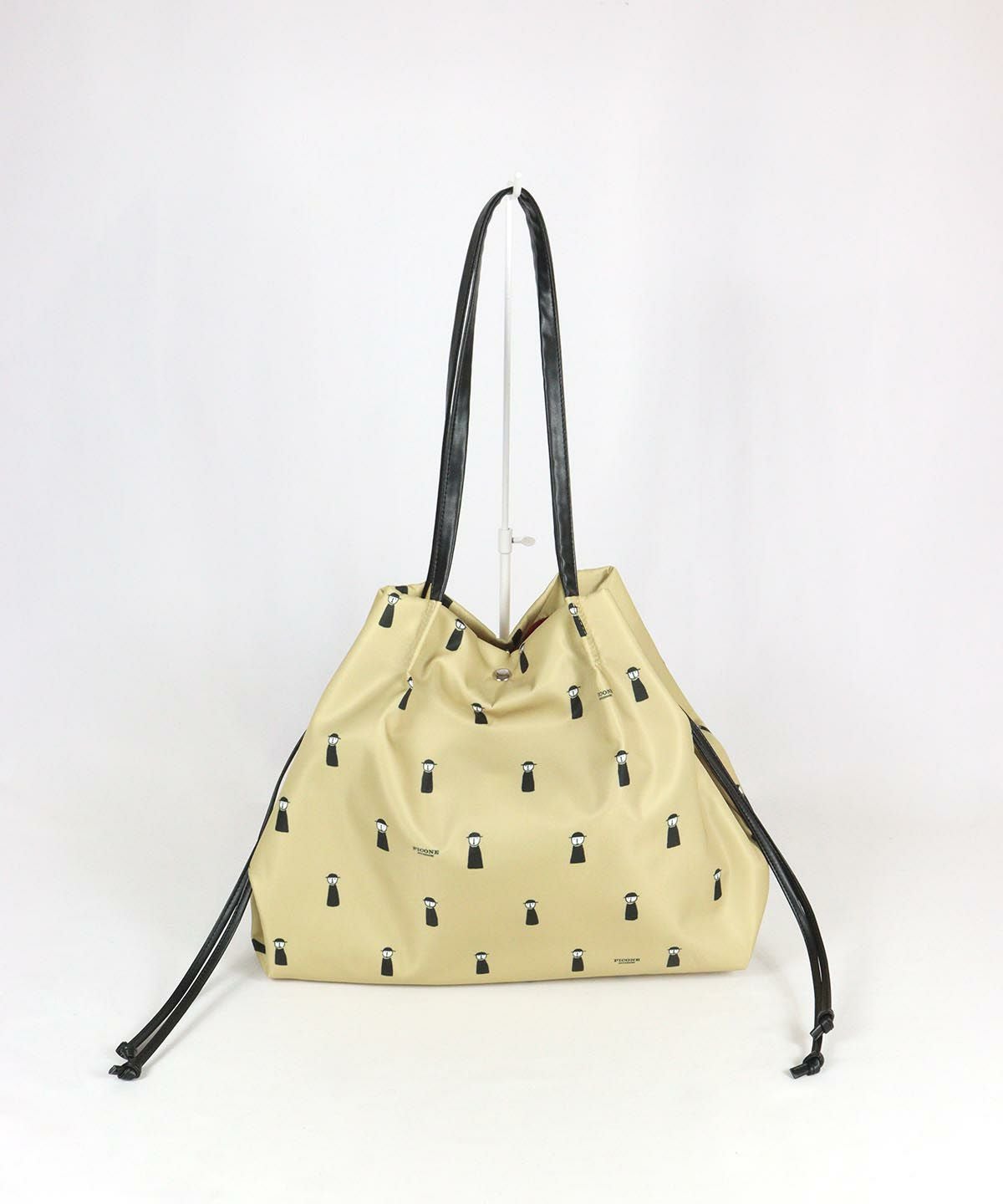 ピコ柄巾着バッグ（ベージュ）