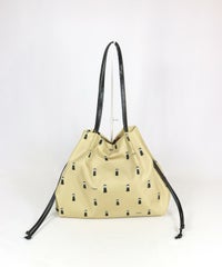 ピコ柄巾着バッグ（ベージュ）