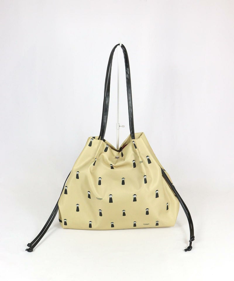 ピコ柄巾着バッグ（ベージュ）