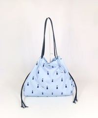 ピコ柄巾着バッグ（ブルー）