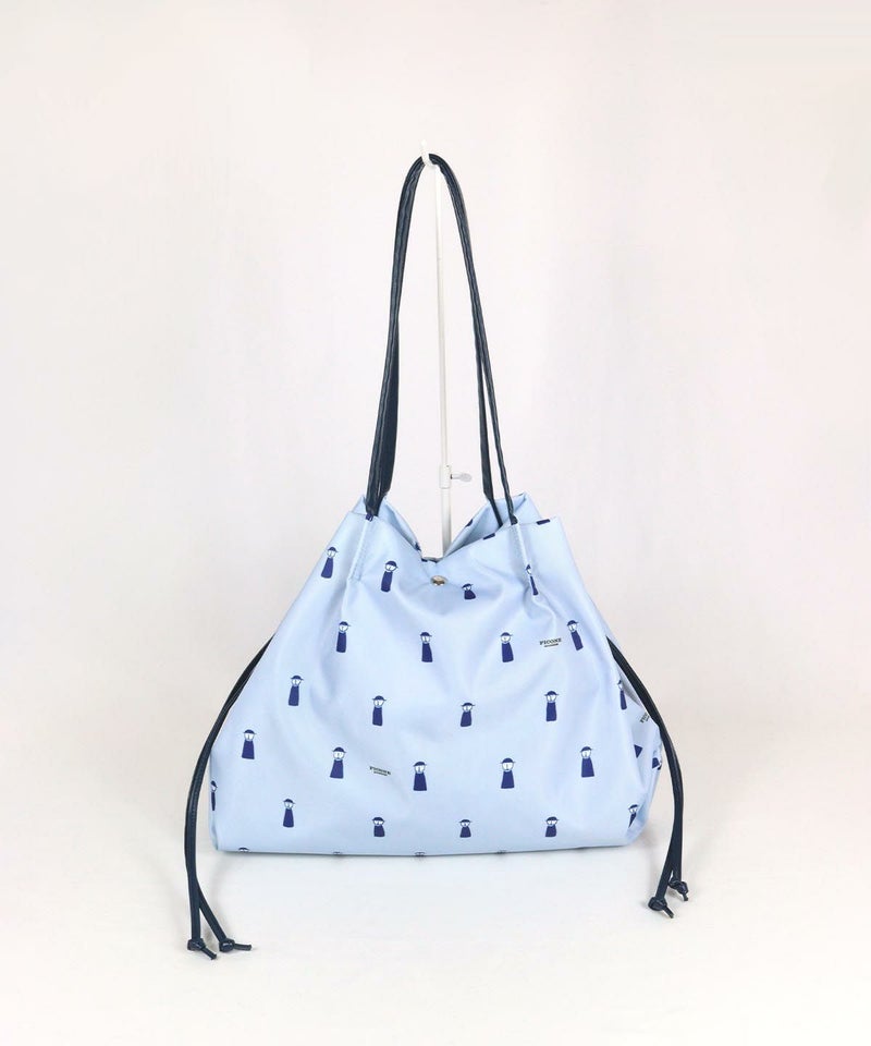 ピコ柄巾着バッグ（ブルー）