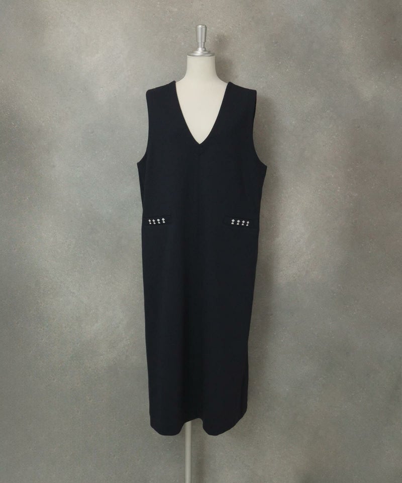 Vネックジャンパースカート（ネイビー）