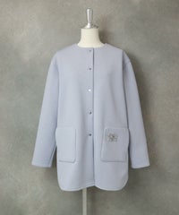 ノーカラージャケット（ライトブルー）