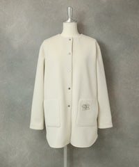 ノーカラージャケット（ホワイト）