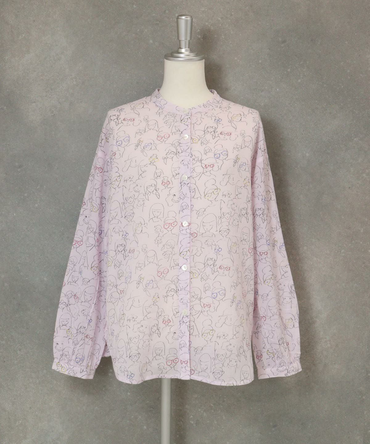 総柄シアーブラウス（ピンク）