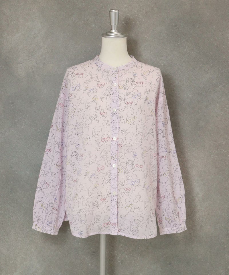 総柄シアーブラウス（ピンク）