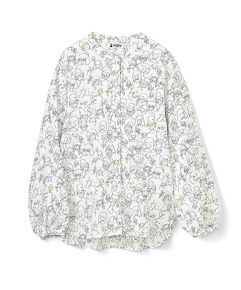 総柄シアーブラウス全体イメージ（ホワイト）