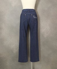 デニム風プリントピコラインパンツ後（ネイビー）