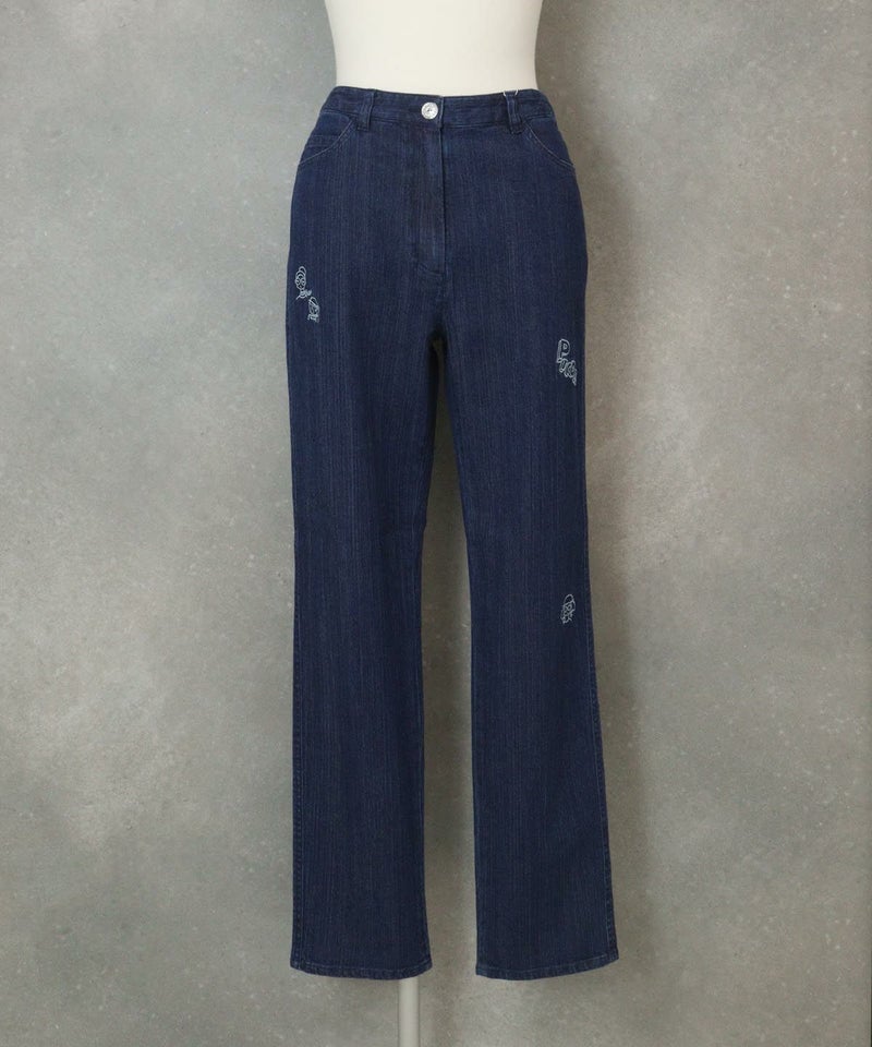 刺繍デニムパンツ（ネイビー）