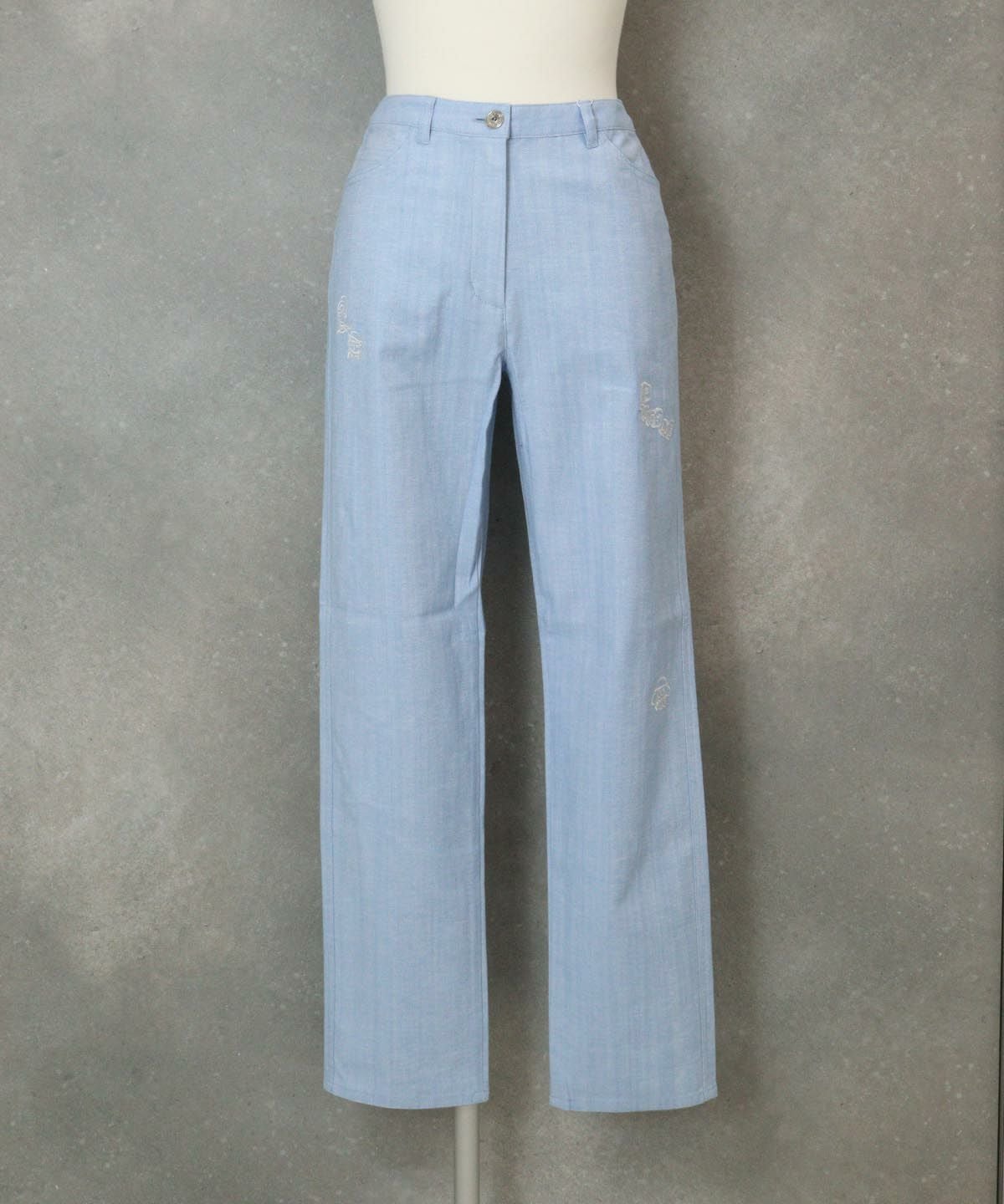 刺繍デニムパンツ （ライトブルー）