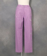 刺繍デニムパンツ（ライトパープル）