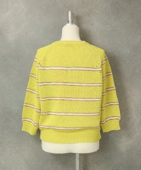 七分袖スキッパーニット 後ろ（イエロー）