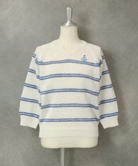 七分袖スキッパーニット（ホワイト）