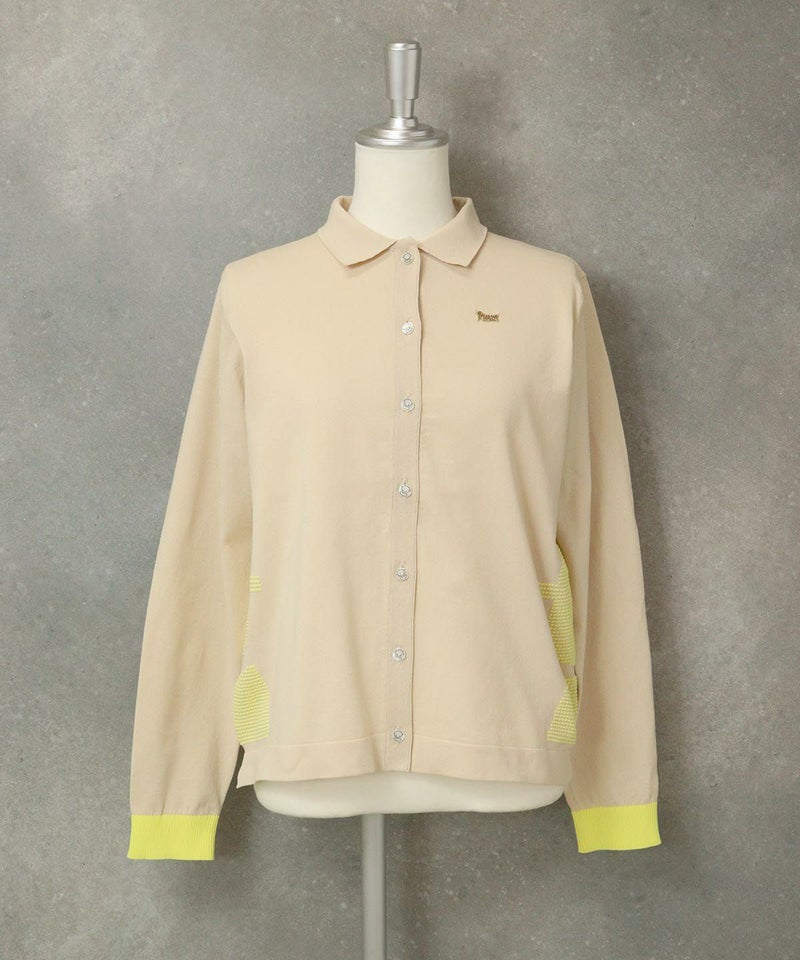 襟付きピコ柄カーディガン（ベージュ）