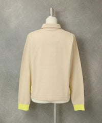 襟付きピコ柄カーディガン 後ろ（ベージュ）