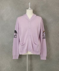  フード付きシアーニットカーディガン（ライトパープル）