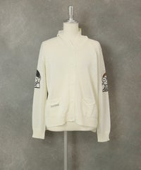  フード付きシアーニットカーディガン（ホワイト）