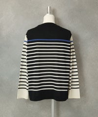 配色ボーダーニット後(ブラック）