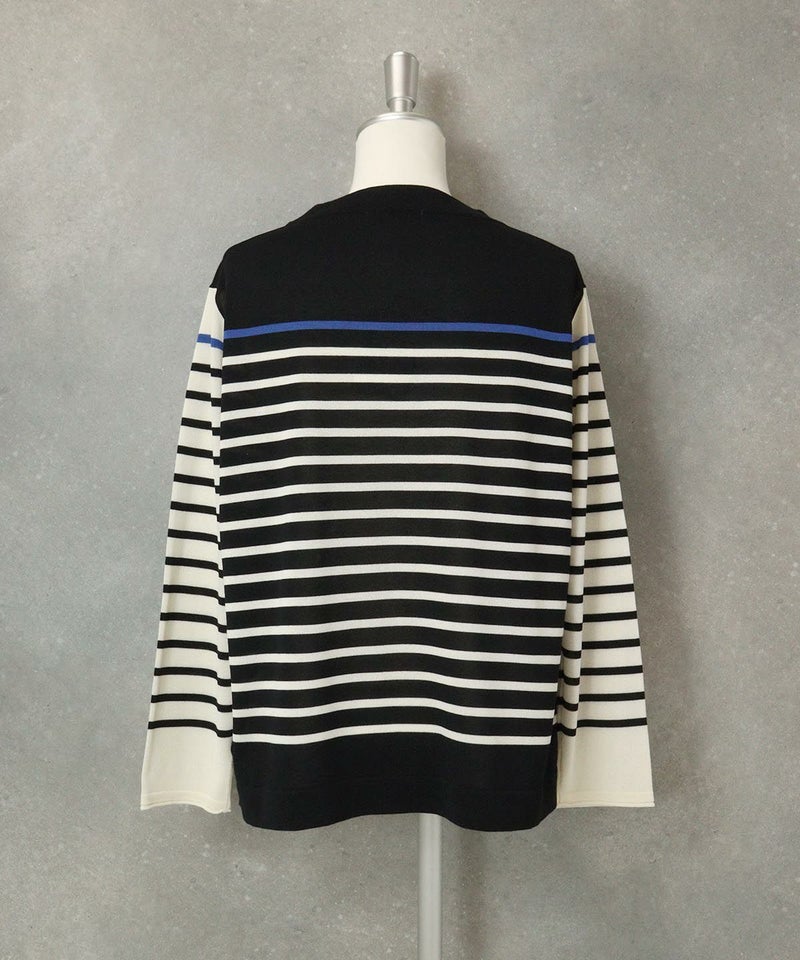 配色ボーダーニット後(ブラック）