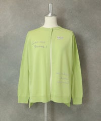 ビーズ刺繍ニットカーディガン（ライトグリーン）