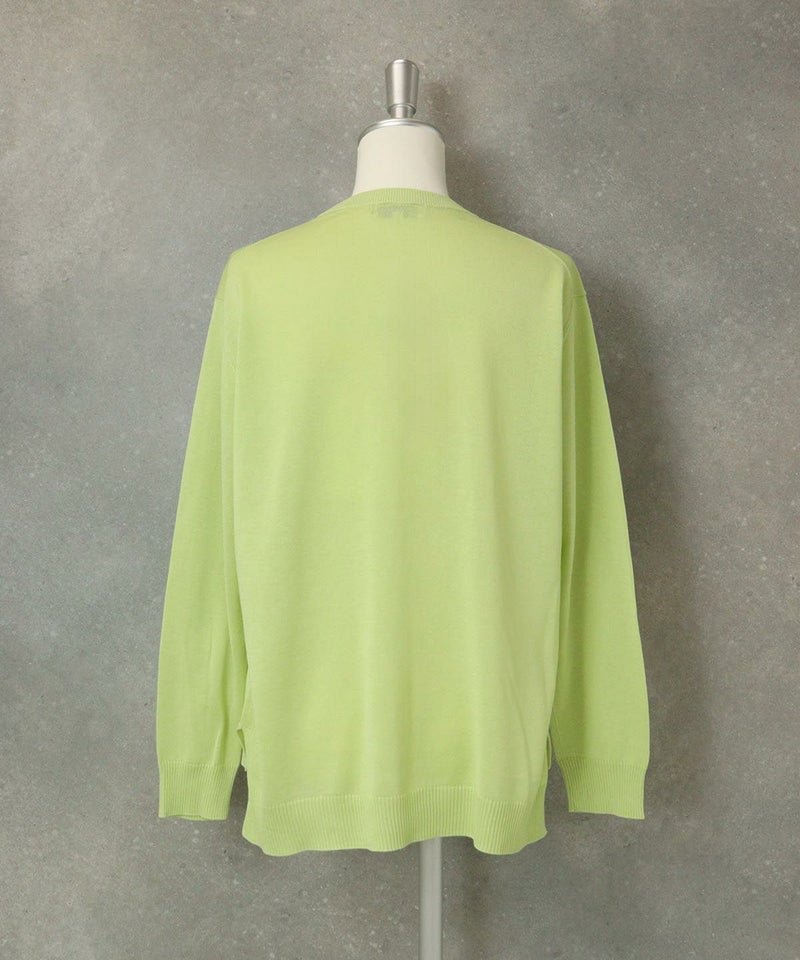 ビーズ刺繍ニットカーディガン後（ライトグリーン）