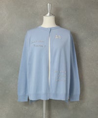 ビーズ刺繍ニットカーディガン（ライトブルー）