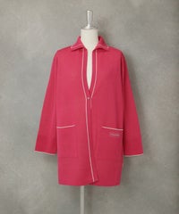 襟付きコットンカーディガン(ピンク）