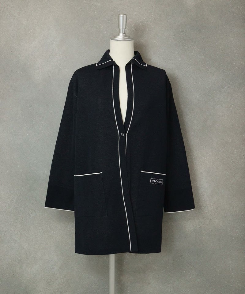 襟付きコットンカーディガン（ネイビー）