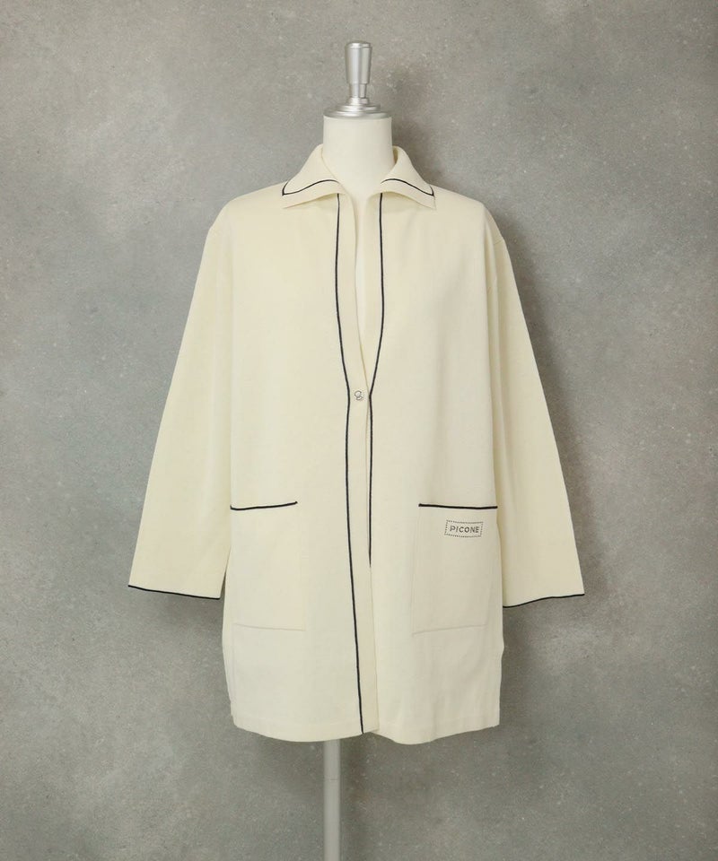 襟付きコットンカーディガン（ホワイト）