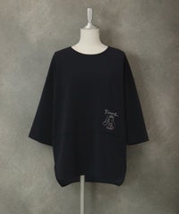 ポイント刺繍七分袖UVプルオーバー（ネイビー）