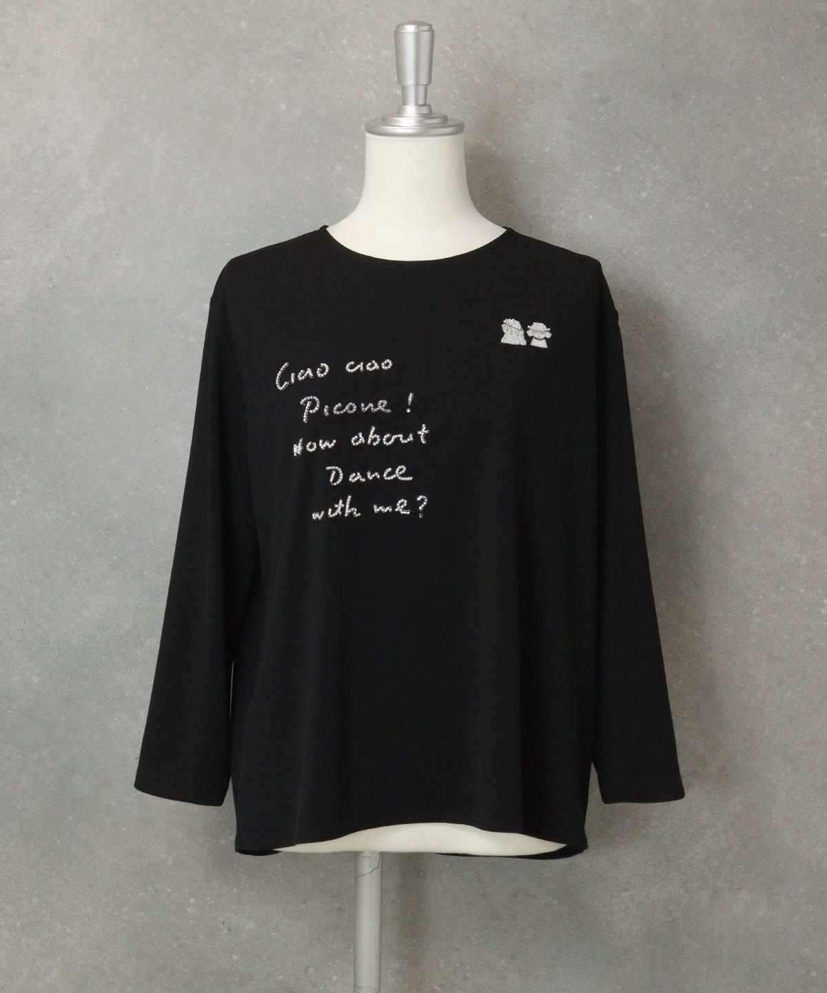 ビーズ刺繍冷感プルオーバー(ブラック）