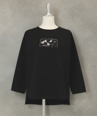 UV冷感デザイン刺繍長袖Tシャツ （ブラック）