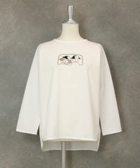 UV冷感デザイン刺繍長袖Tシャツ（ホワイト）