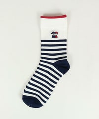 ボーダー柄ソックス（ネイビー）