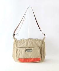 ナイロンショルダーバッグ（ベージュ×オレンジ）