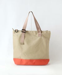 ショルダー付トートバッグ（ベージュ×オレンジ）