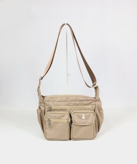 立体ポケットショルダーバッグ（キャメル）