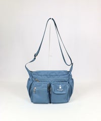 立体ポケットショルダーバッグ（ブルー）