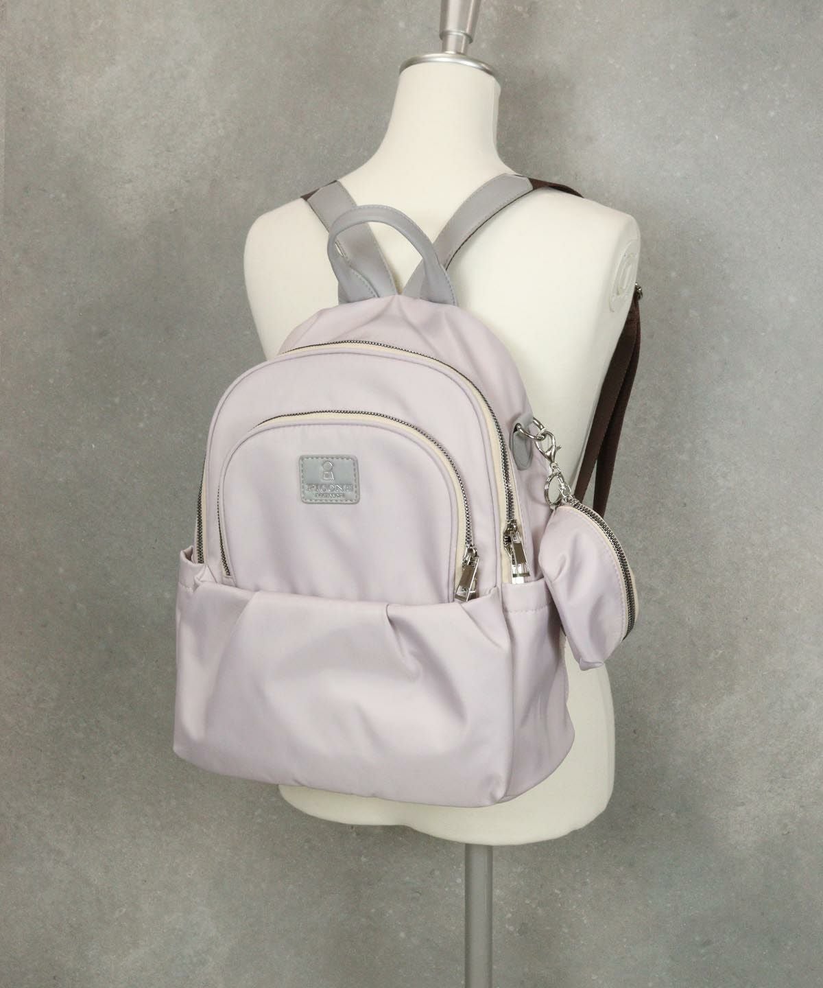 ミニポーチ付リュック（ライトパープル）