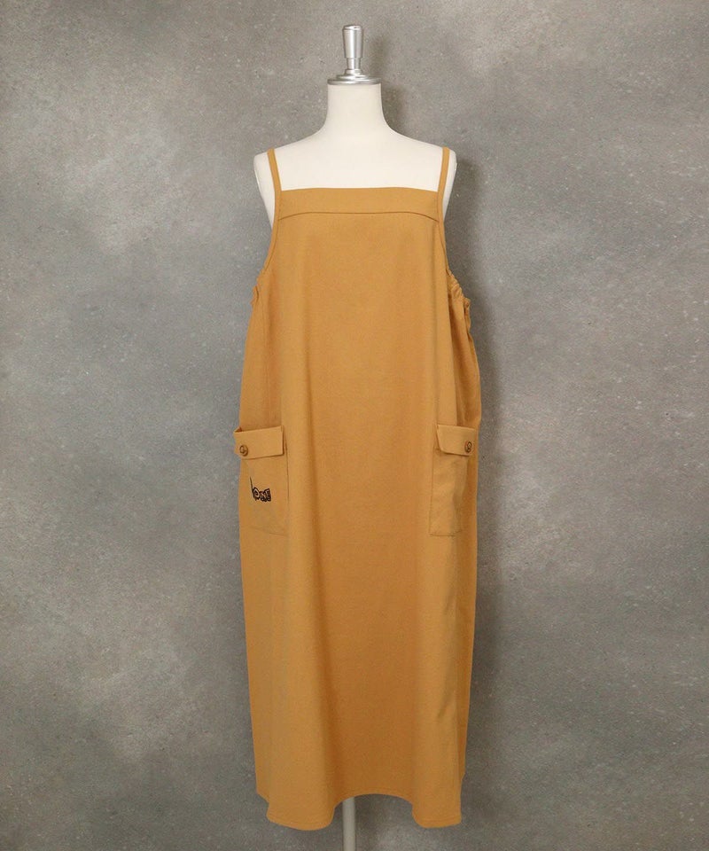 刺繍ポケットジャンパースカート（オレンジ）