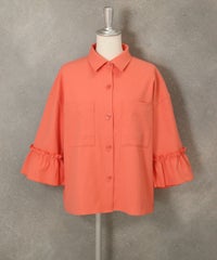 コットン混フリル袖ジャケット（オレンジ）