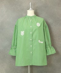 刺繍ストライプブラウス（グリーン）