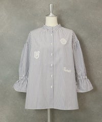 刺繍ストライプブラウス（ホワイト）