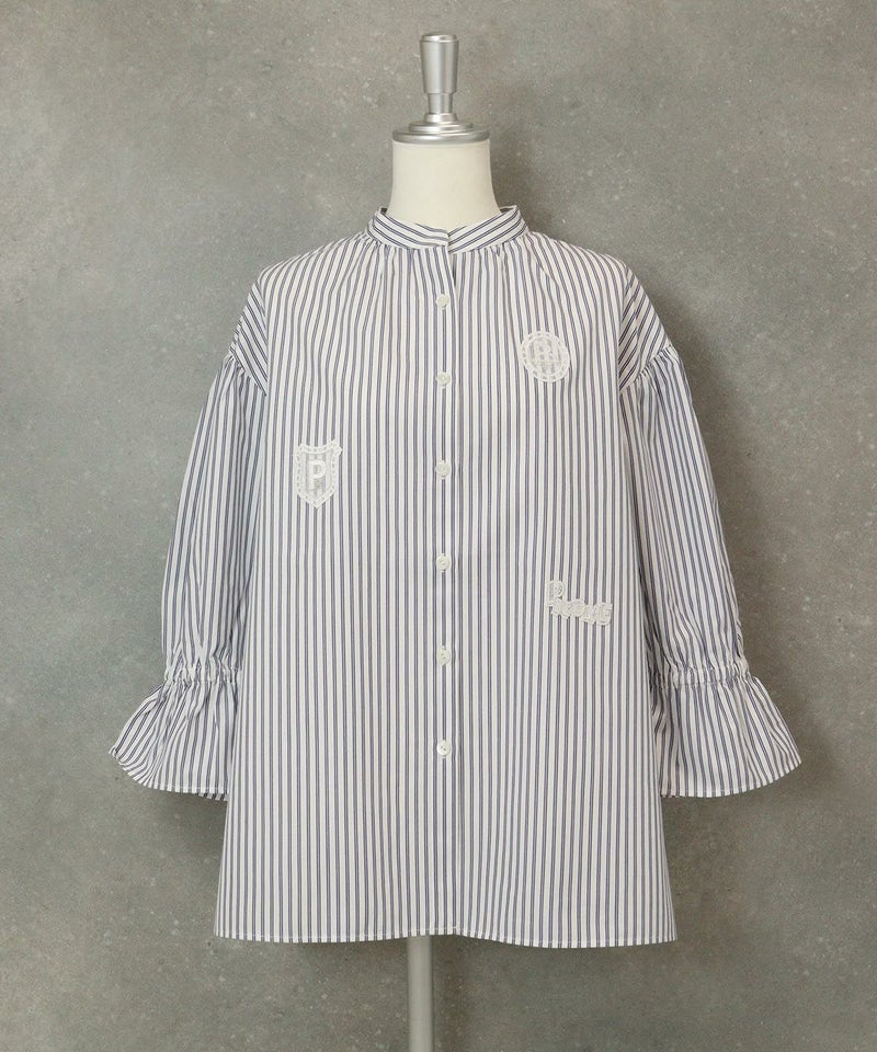 刺繍ストライプブラウス（ホワイト）