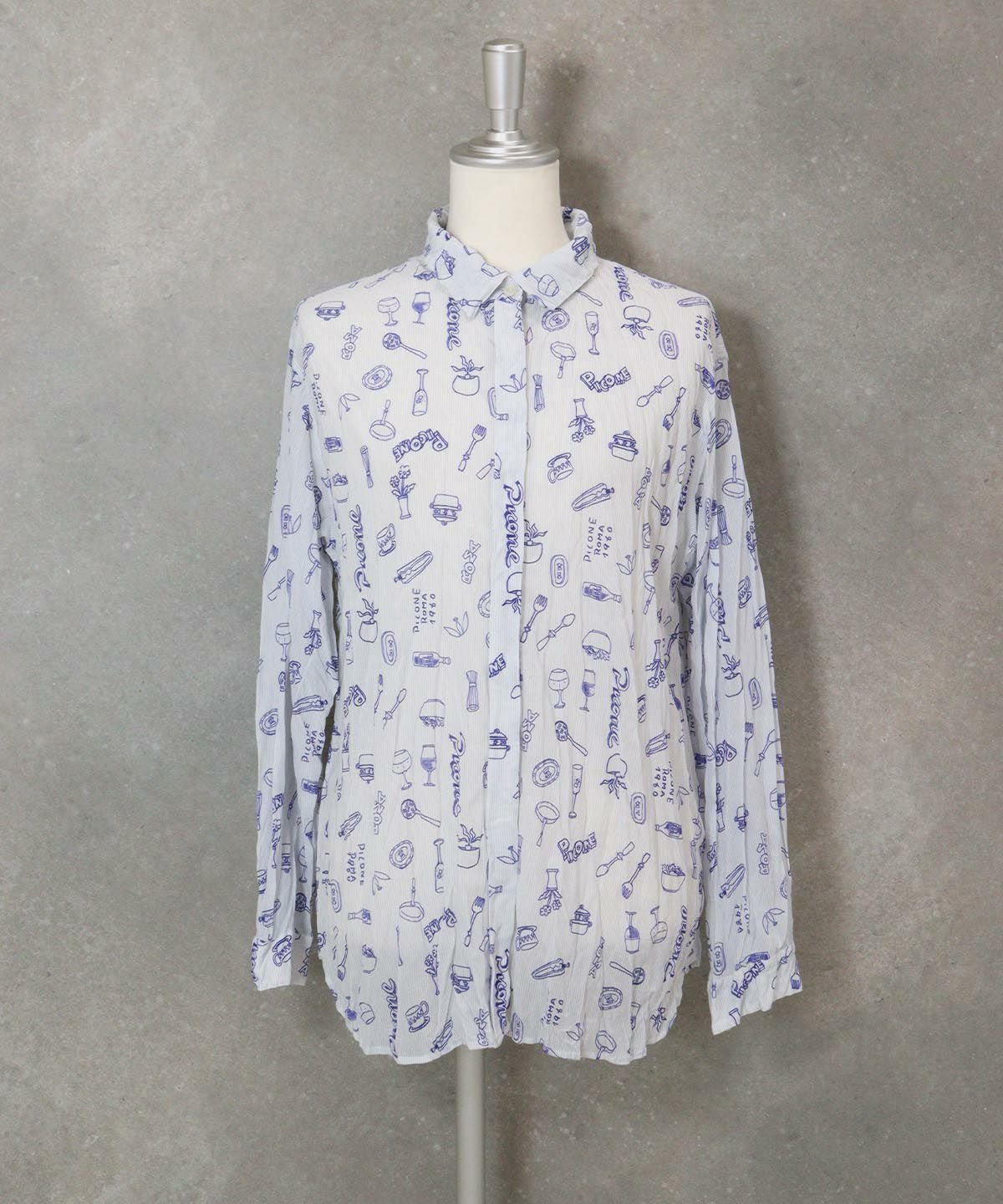 総柄ワッシャーブラウス（ブルー）